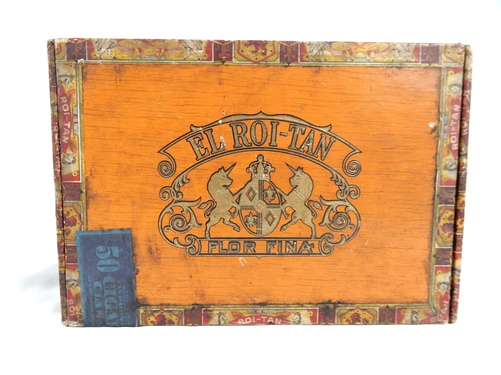 Vintage 1930s El Roi-Tan Bankers Wood Cigar Box Flor Fina Factory No 1896 PA